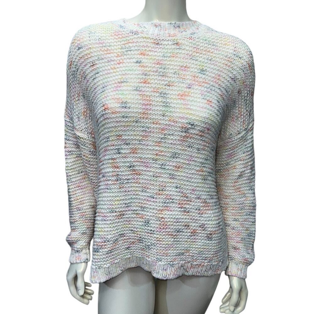 Aerie Cream Multi-Colored Open Back Tie Sweater Medium